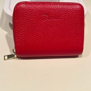 Clarisa Leather Card Wallet - RED
